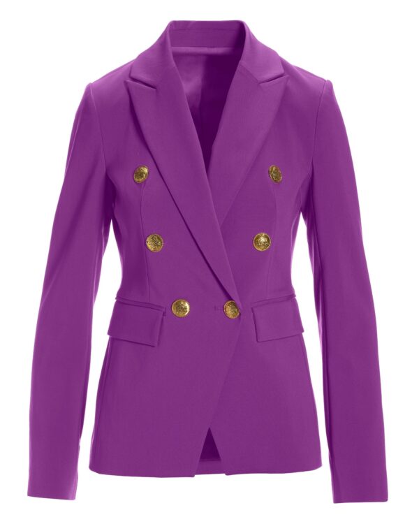 Modern Double-Breasted Blazer Purple Cactus Flower - Image 2