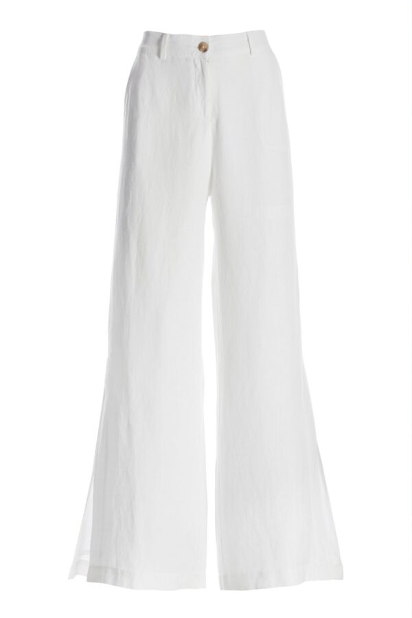 Linen Side Slit Pant White - Image 2