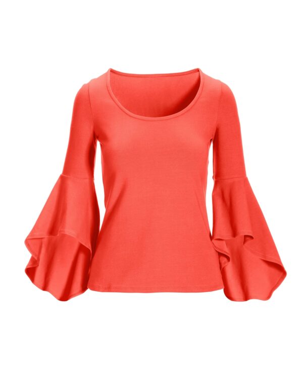So Sexy Flare Sleeve Knit Top Hot Coral - Image 2